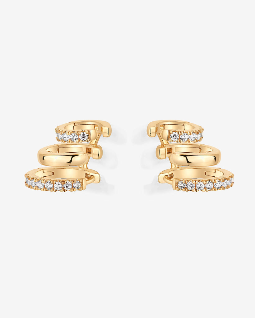 CZ Multi Hoop No Piercing Earring #Variant_Yellow Gold  