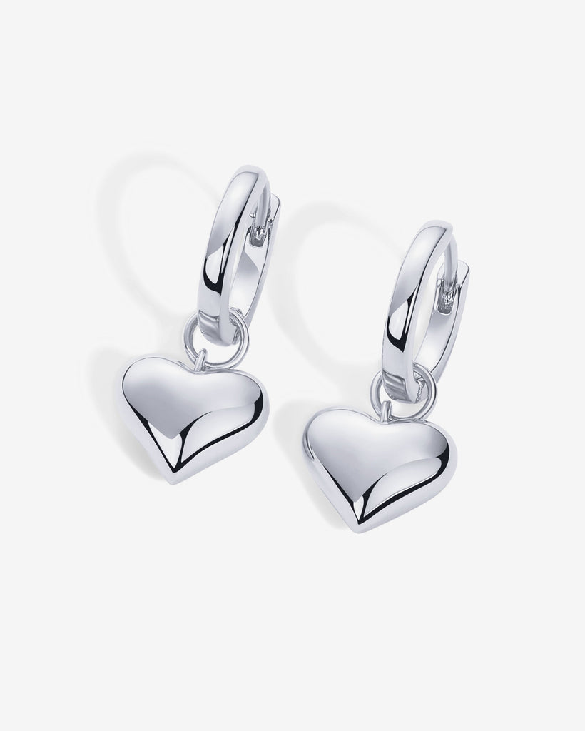 Heart Charm Earrings #Variant_White Gold  