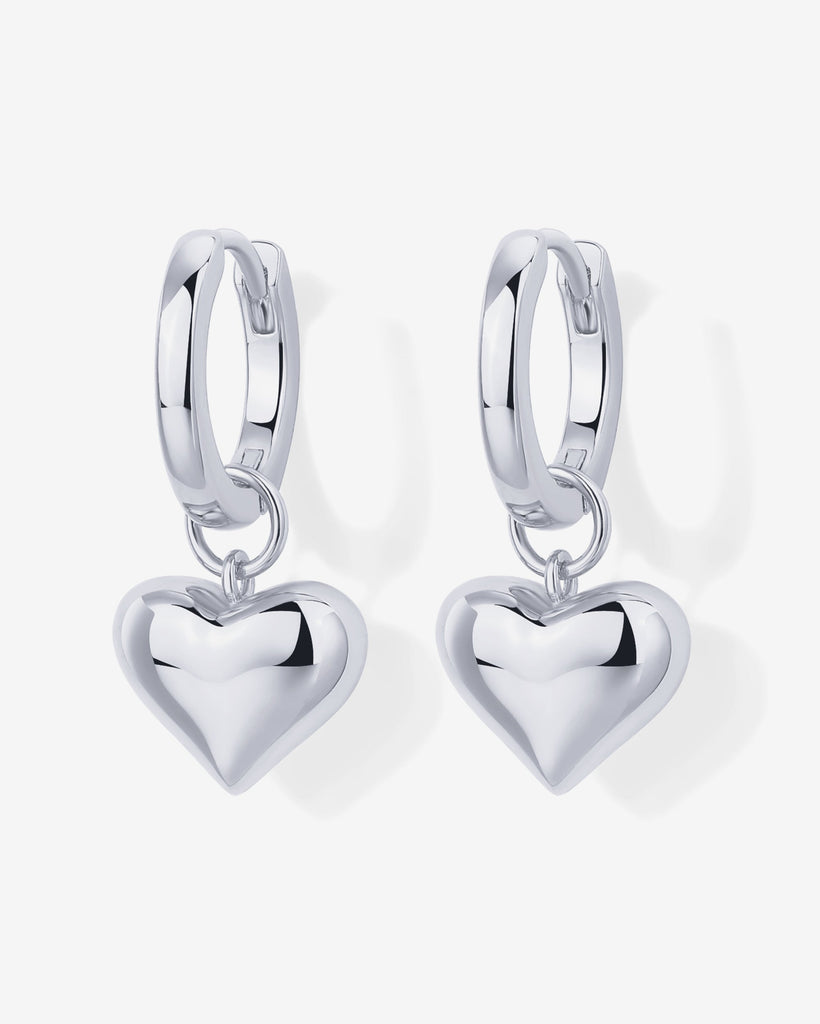 Heart Charm Earrings #Variant_White Gold  