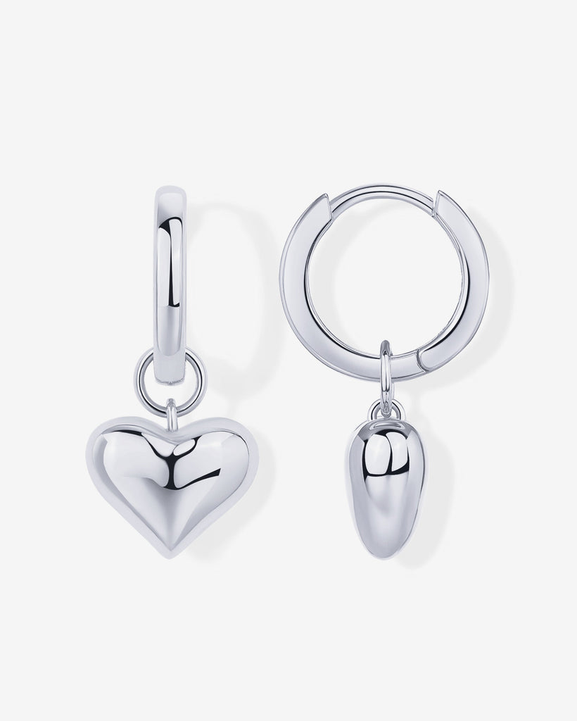 Heart Charm Earrings #Variant_White Gold  