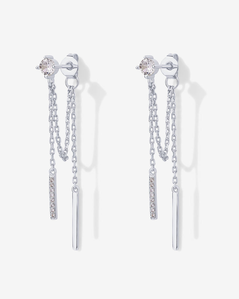 Mini CZ Chained Bar Earrings #Variant_White Gold  