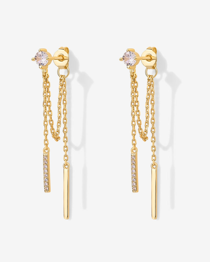Mini CZ Chained Bar Earrings #Variant_Yellow Gold  