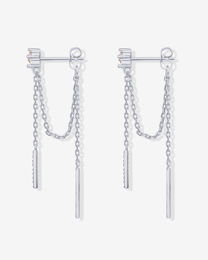 Mini CZ Chained Bar Earrings #Variant_White Gold  