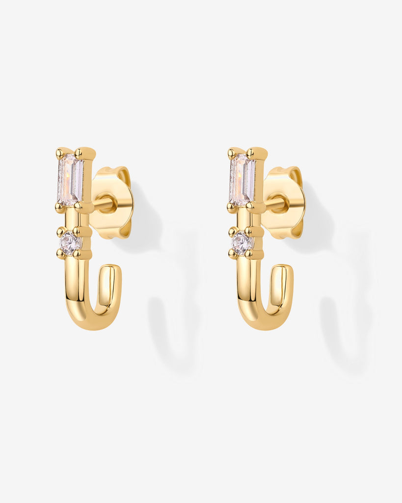 Baguette Half Huggie Earrings #Variant_Yellow Gold  