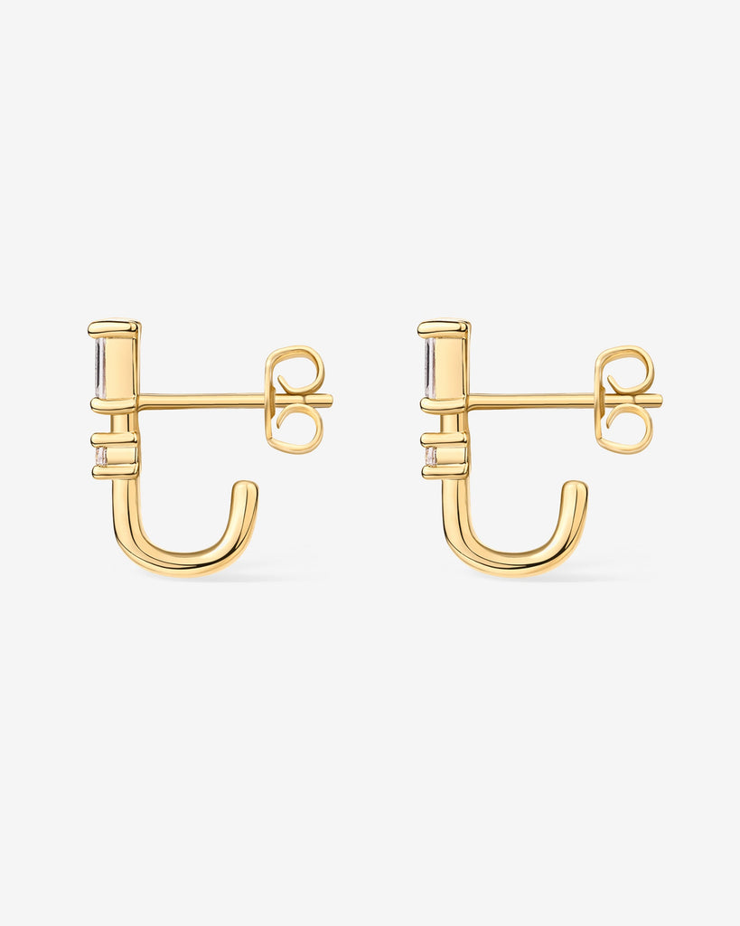 Baguette Half Huggie Earrings #Variant_Yellow Gold  