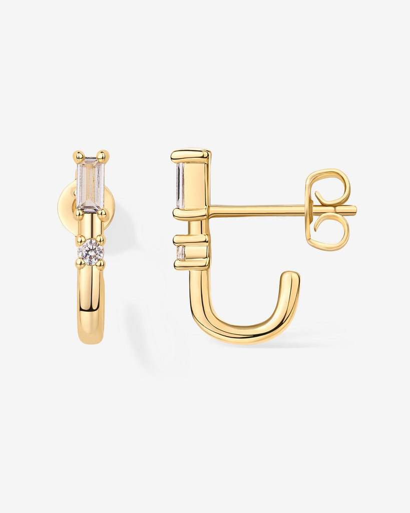 Baguette Half Huggie Earrings #Variant_Yellow Gold  