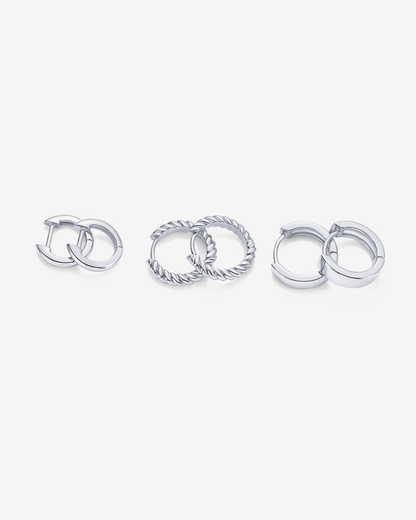 Oasis Huggie Earring Pack #Variant_White Gold  