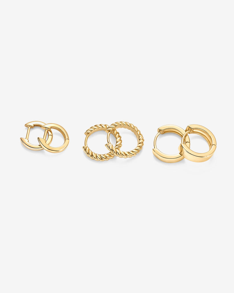 Oasis Huggie Earring Pack #Variant_Yellow Gold  