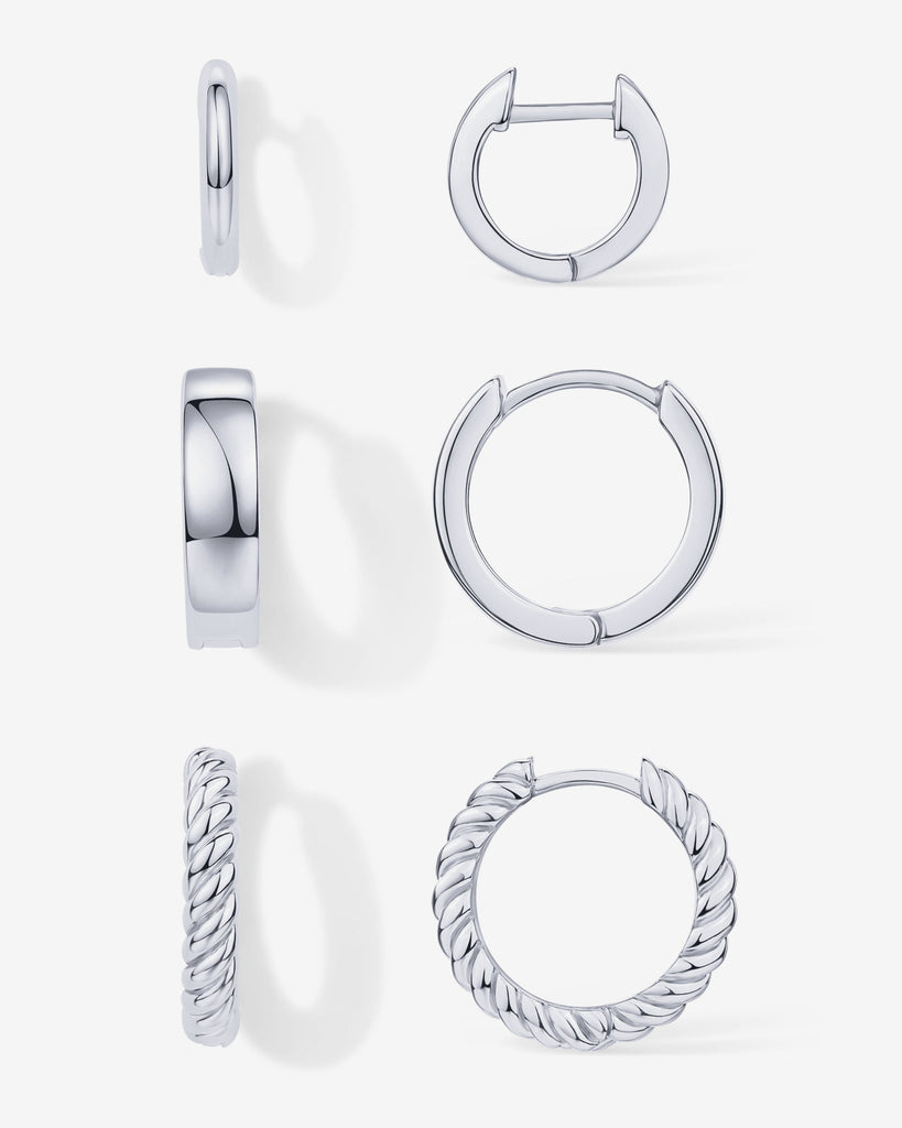 Oasis Huggie Earring Pack #Variant_White Gold  