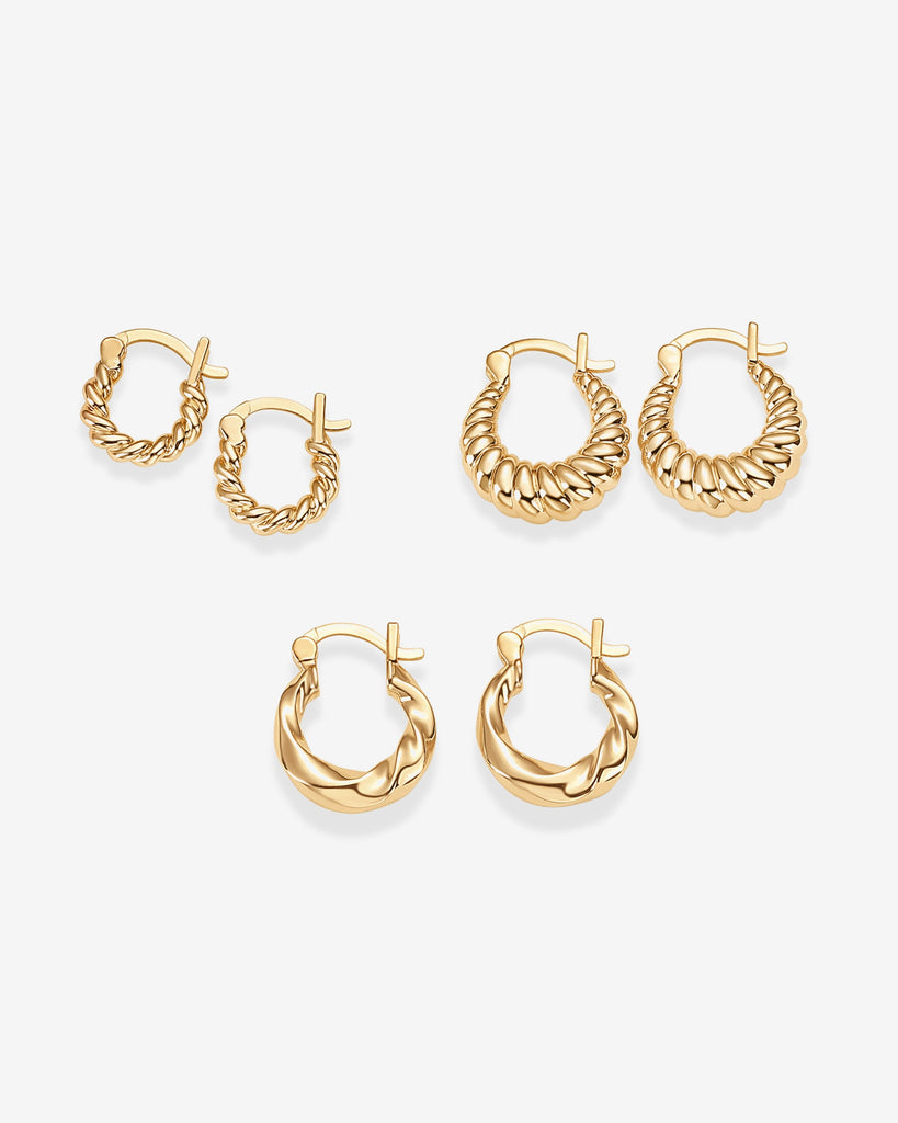 Twisted Earring Pack #Variant_Yellow Gold  