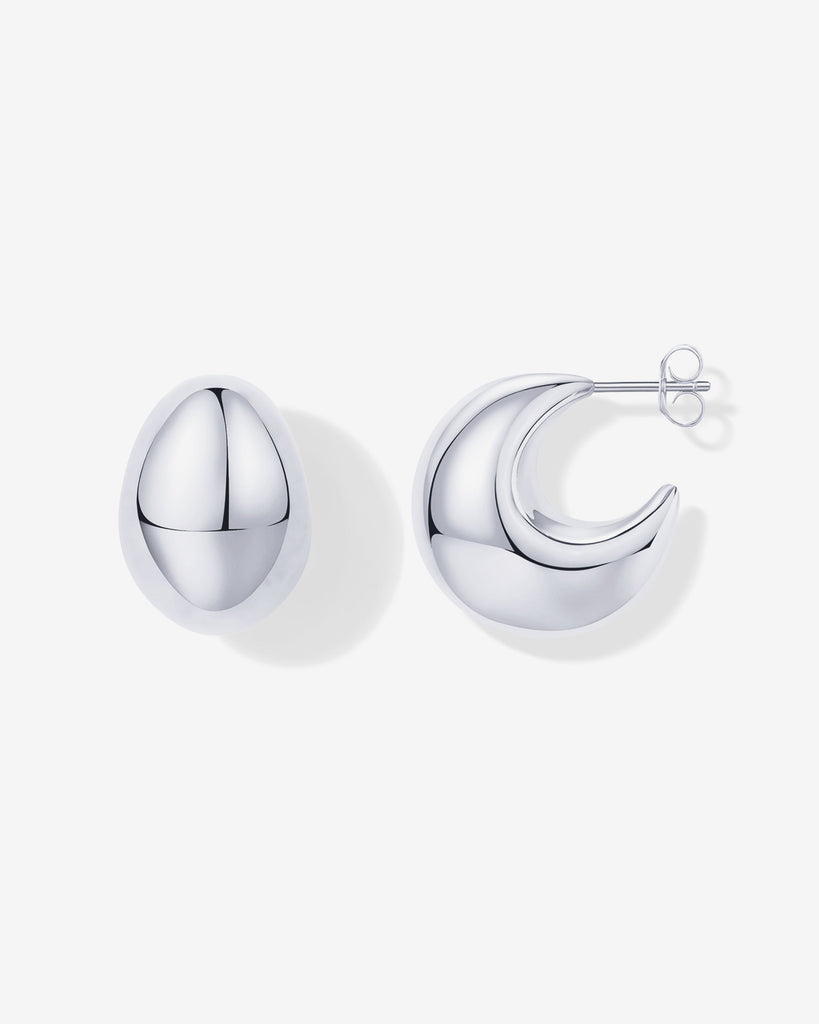Chunky Dome Hoop Earrings #Variant_White Gold   