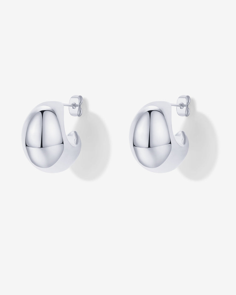 Chunky Dome Hoop Earrings #Variant_White Gold   