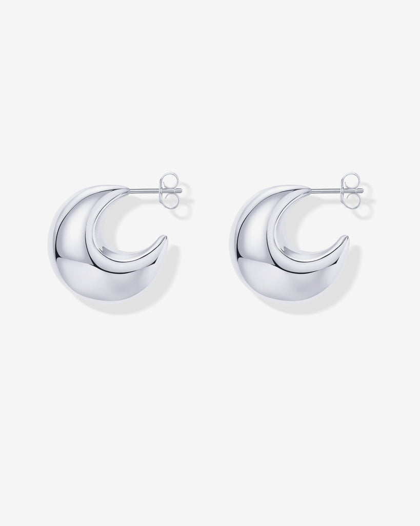 Chunky Dome Hoop Earrings #Variant_White Gold   