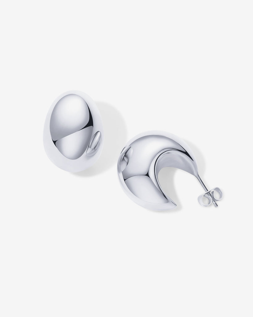 Chunky Dome Hoop Earrings #Variant_White Gold   