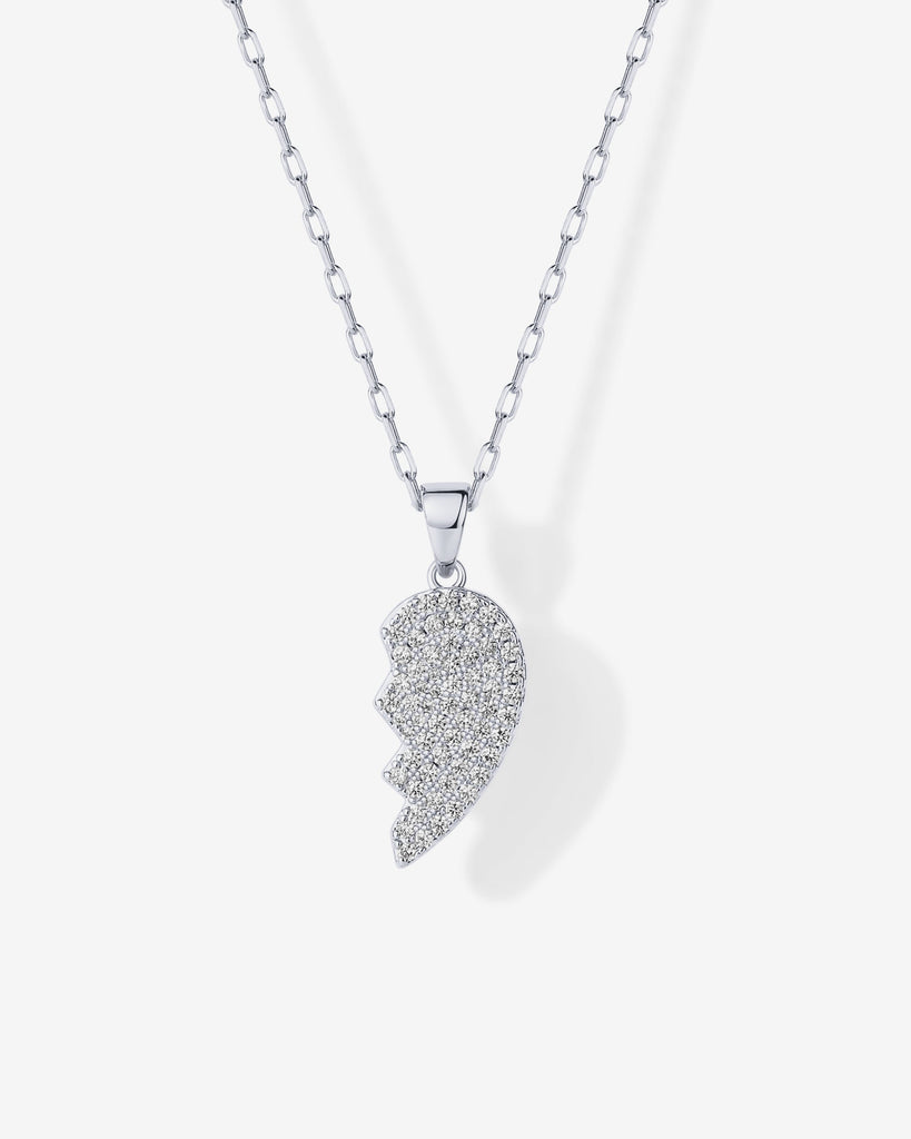 Heart Pendant Necklace Set #Variant_White Gold  