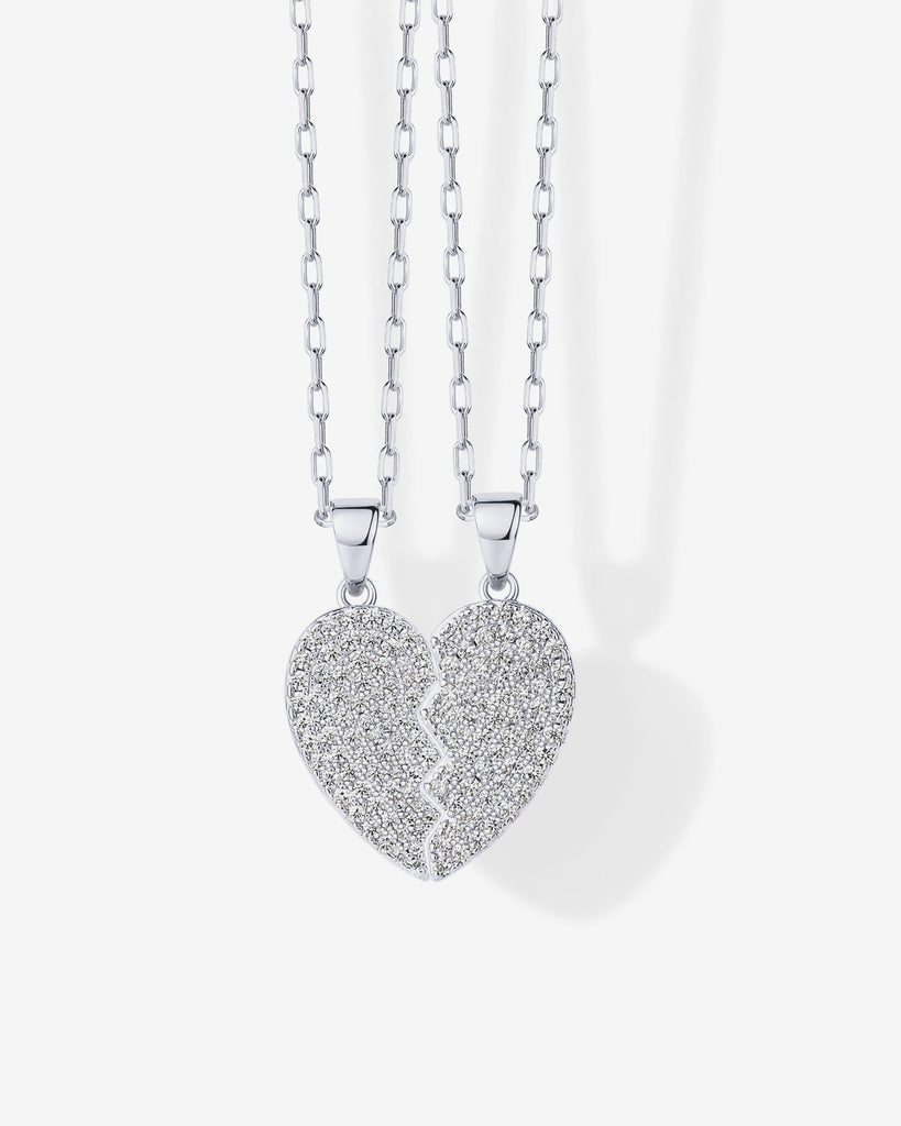 Heart Pendant Necklace Set #Variant_White Gold  
