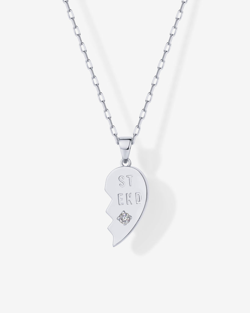Heart Pendant Necklace Set #Variant_White Gold  