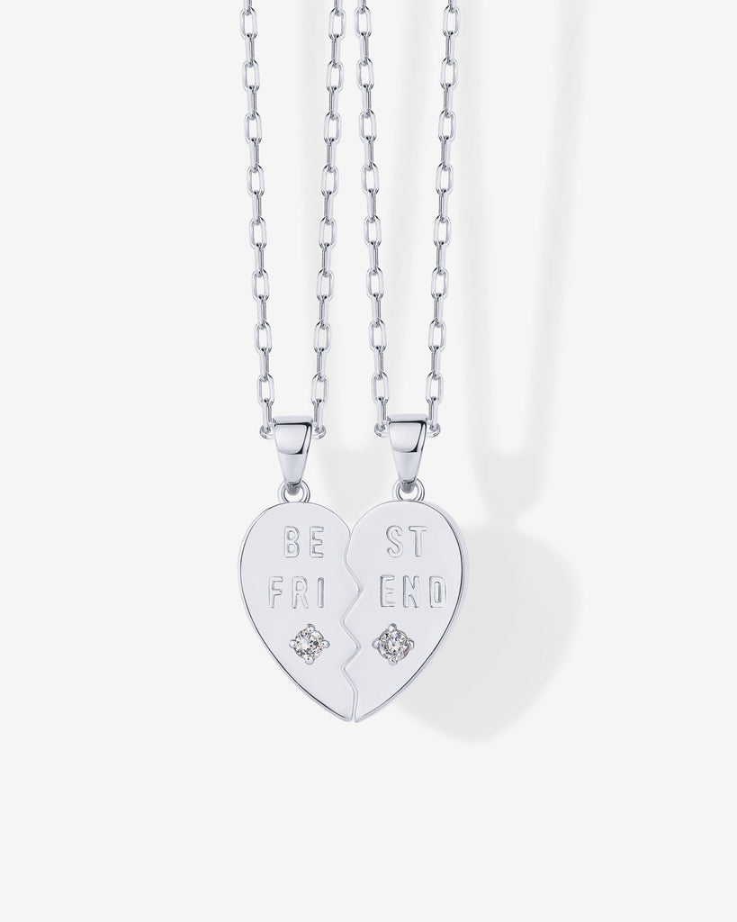 Heart Pendant Necklace Set #Variant_White Gold  