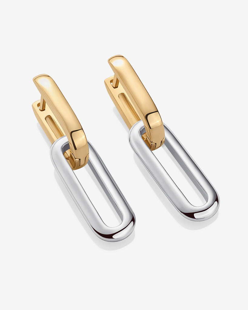 Two-Toned Link Chain Earrings   