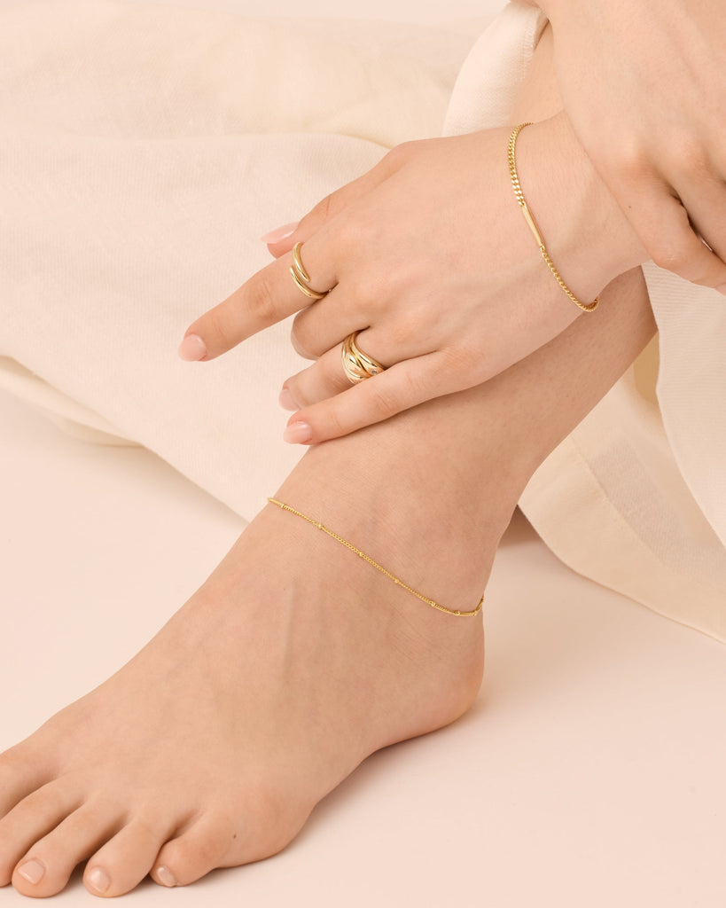 Dainty Chain Beaded Anklet   
