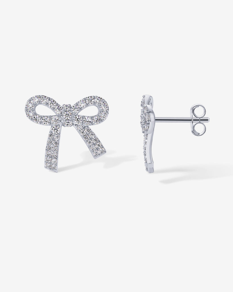 Cubic Zirconia Bow Stud Earrings   