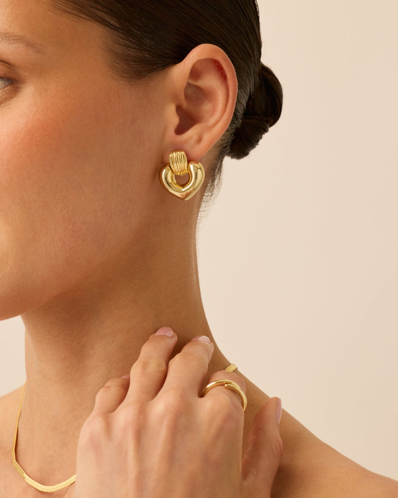 Mini Heart Door Knocker Earrings   