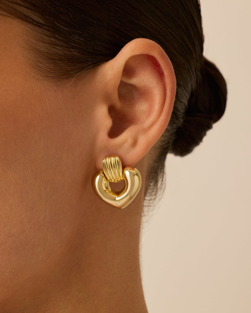 Mini Heart Door Knocker Earrings   