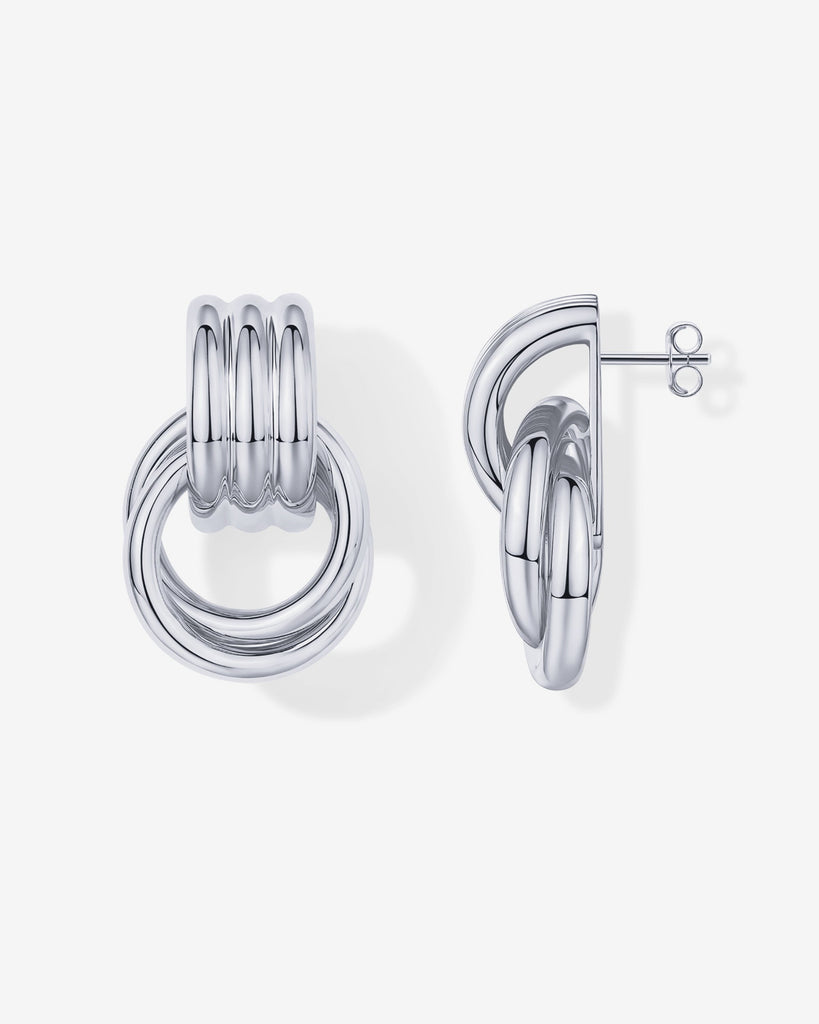 Geometric Dangle Earrings #Variant_White Gold  