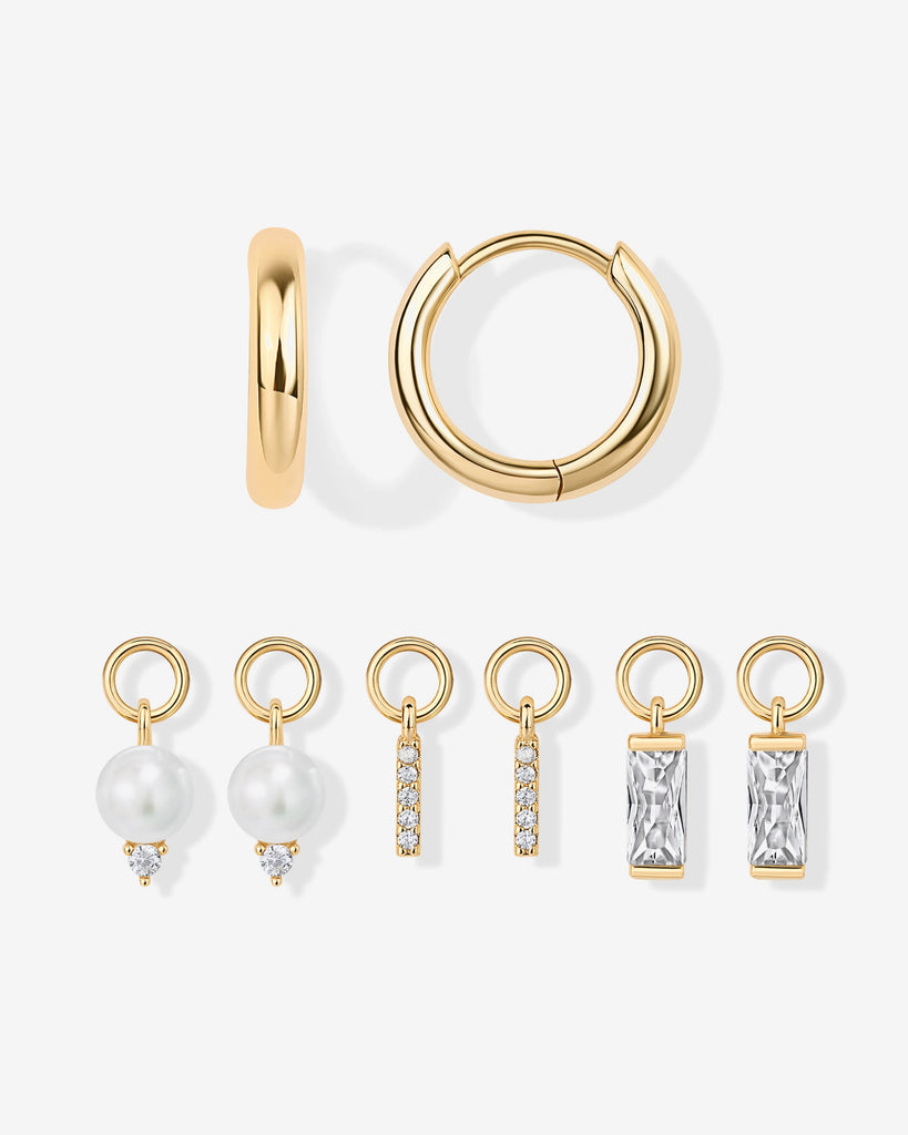 Mix and Match Huggie and Pearl Charm Set #Variant_Yellow Gold  