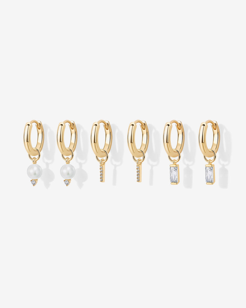 Mix and Match Huggie and Pearl Charm Set #Variant_Yellow Gold  
