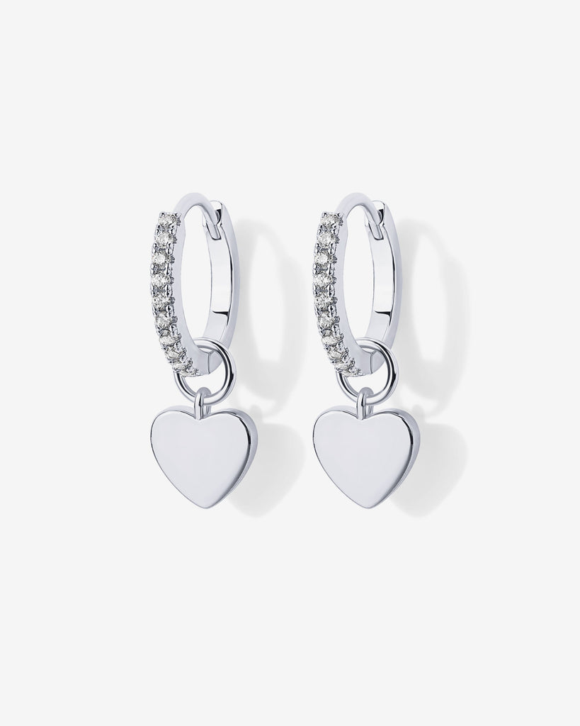 Mix and Match Huggie and Heart Charm Set #Variant_White Gold  