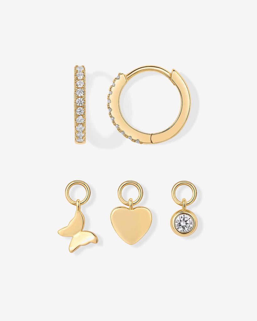 Mix and Match Huggie and Heart Charm Set #Variant_Yellow Gold  