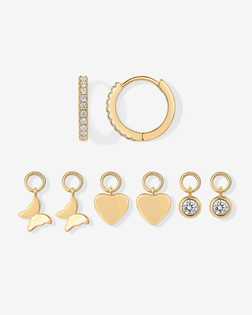 Mix and Match Huggie and Heart Charm Set #Variant_Yellow Gold  