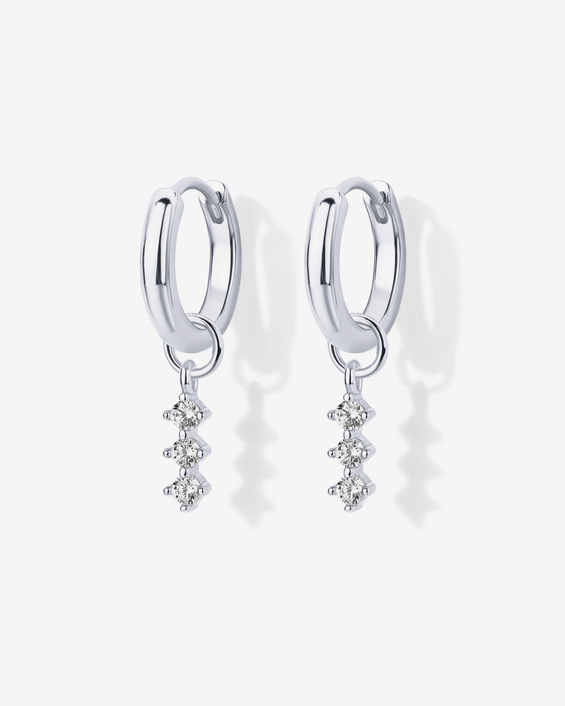 Mix and Match Huggie and Flower Charm Set #Variant_White Gold  