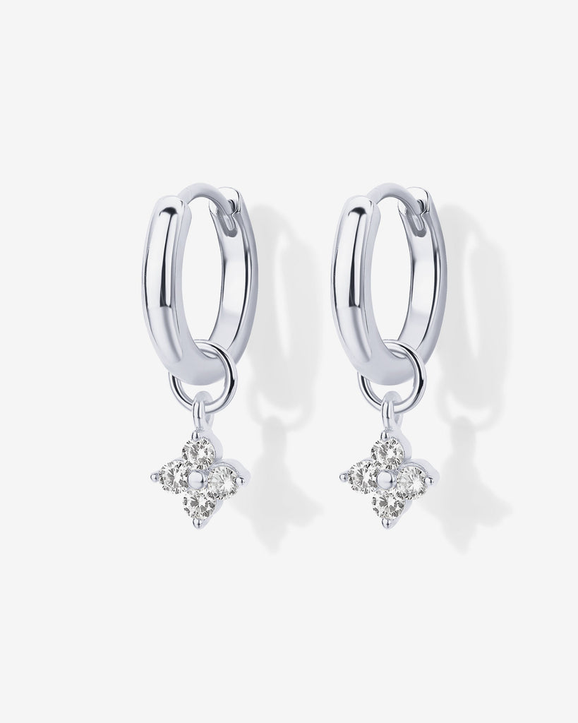 Mix and Match Huggie and Flower Charm Set #Variant_White Gold  