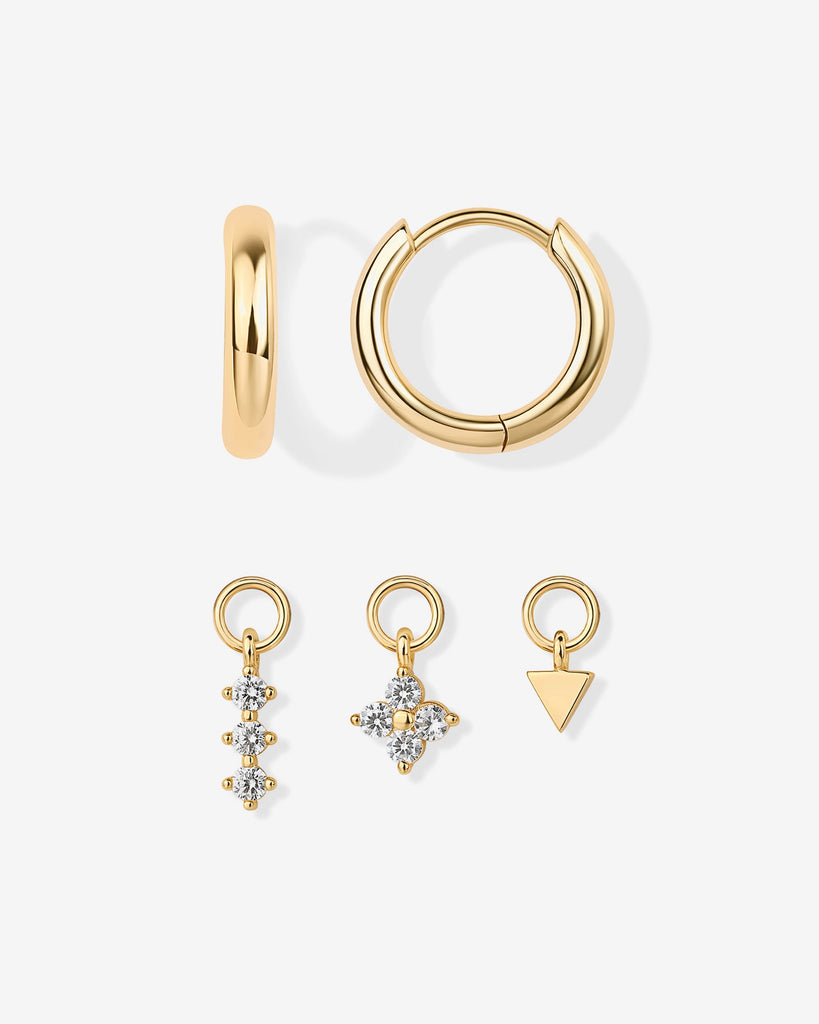 Mix and Match Huggie and Flower Charm Set #Variant_Yellow Gold  