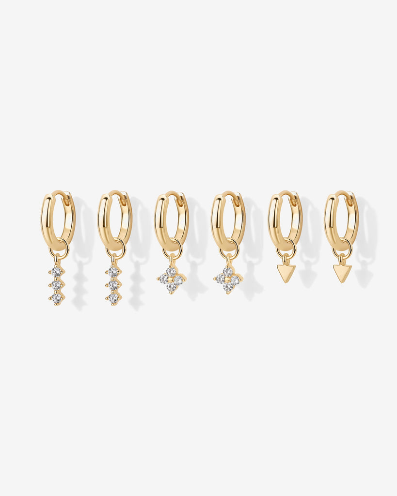 Mix and Match Huggie and Flower Charm Set #Variant_Yellow Gold  