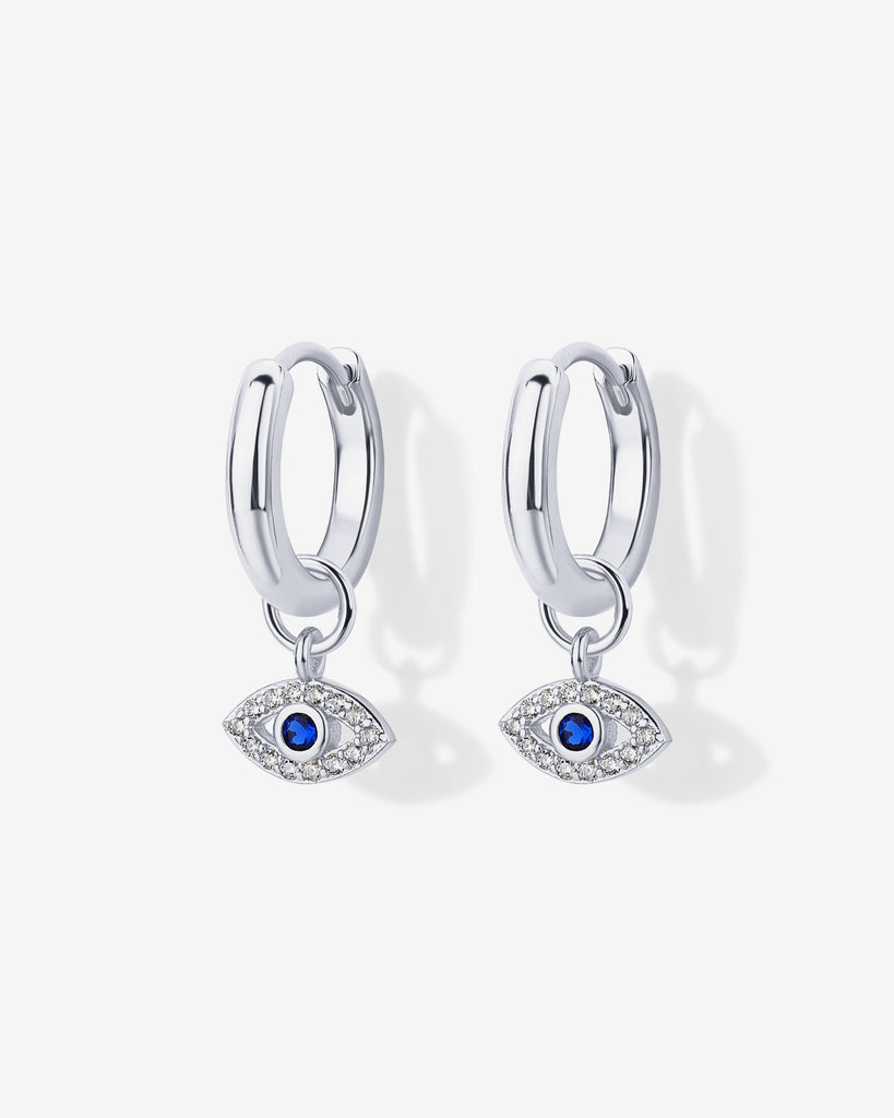 Mix and Match Huggie and Hamsa & Evil Eye Charm Set #Variant_White Gold  