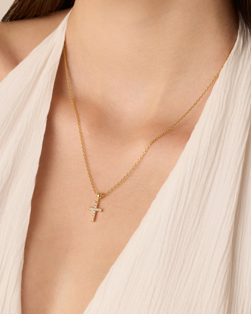 Cross Pendant Necklace #Variant_White Gold / Cross  