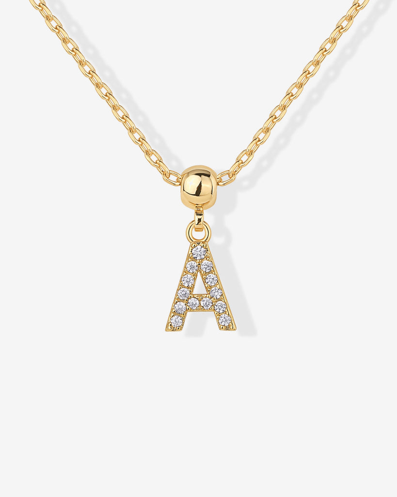 Initial Charm Necklace #Variant_Yellow Gold / A  