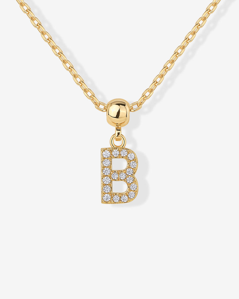 Initial Charm Necklace #Variant_Yellow Gold / B  