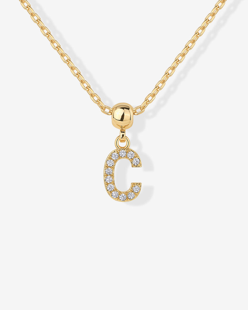 Initial Charm Necklace #Variant_Yellow Gold / C  