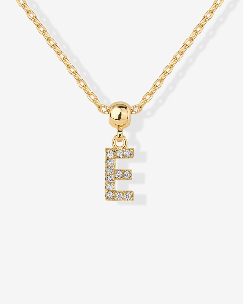 Initial Charm Necklace #Variant_Yellow Gold / E  