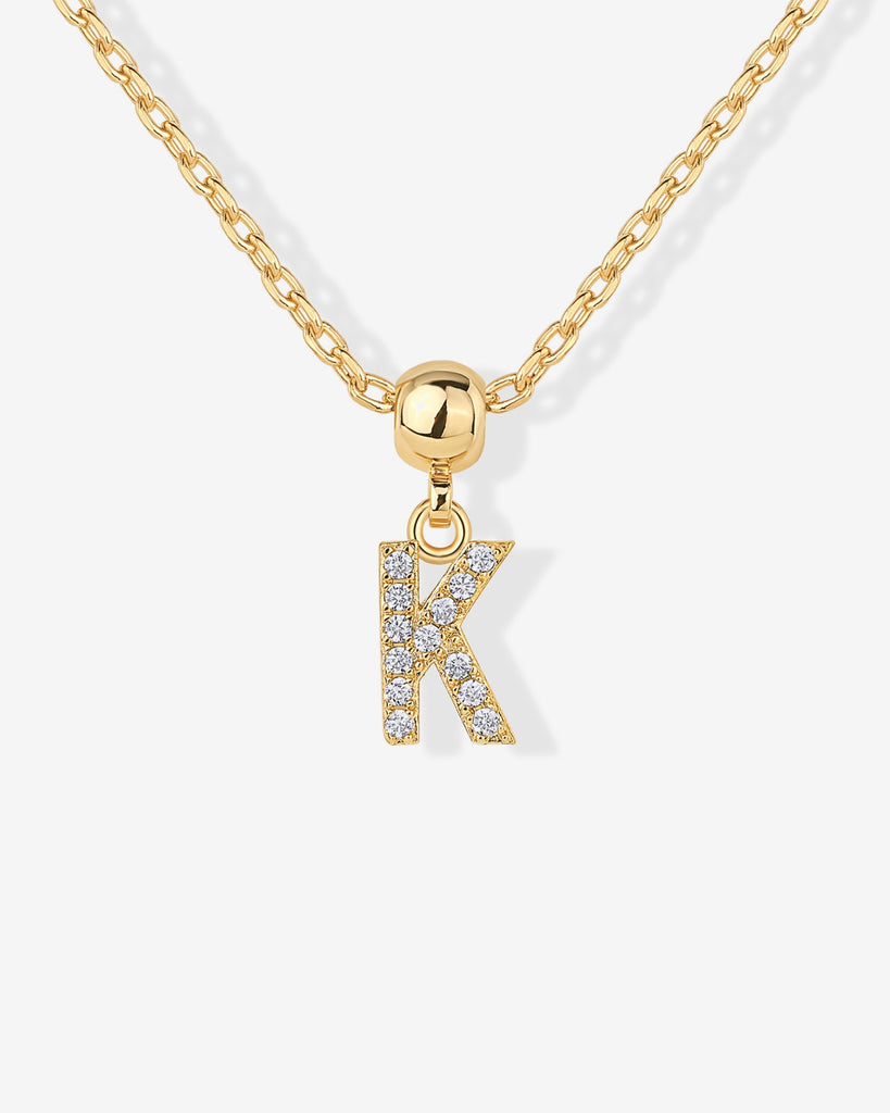 Initial Charm Necklace #Variant_Yellow Gold / K  