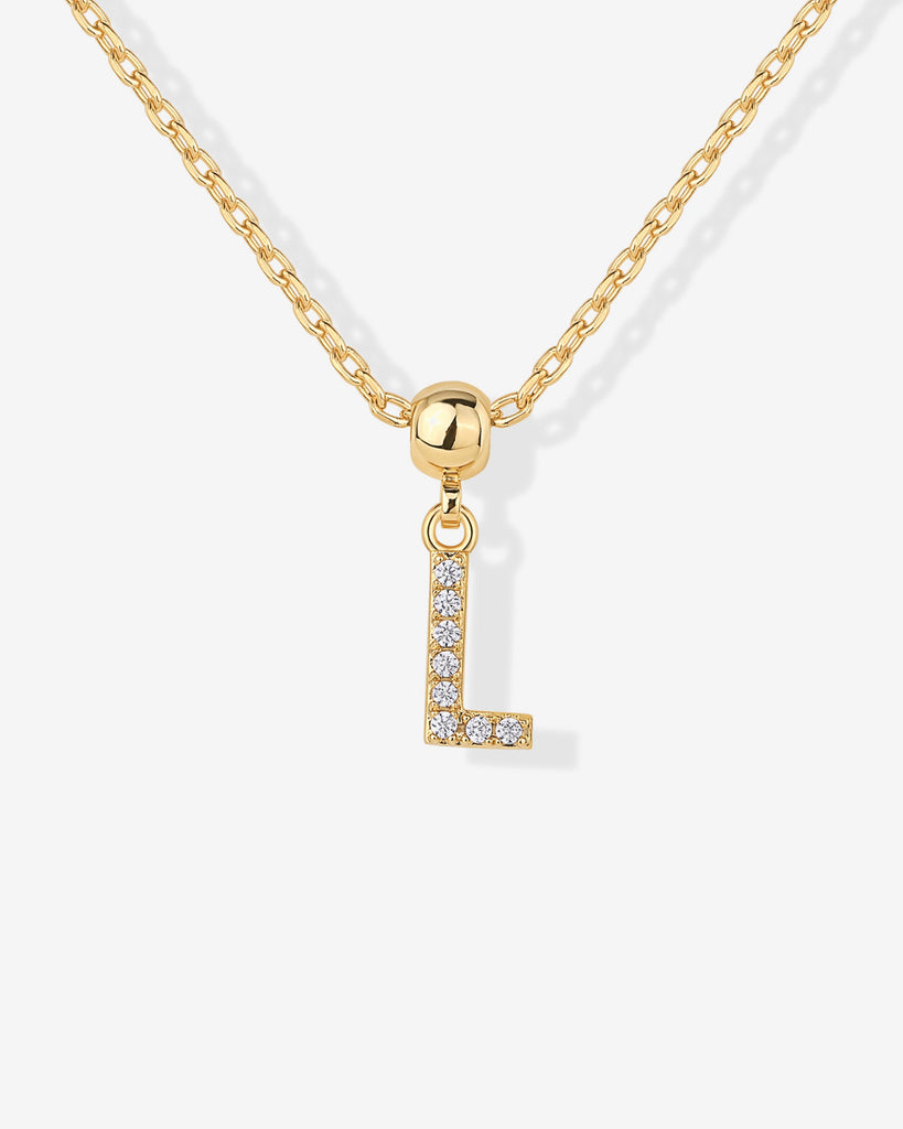 Initial Charm Necklace #Variant_Yellow Gold / L  