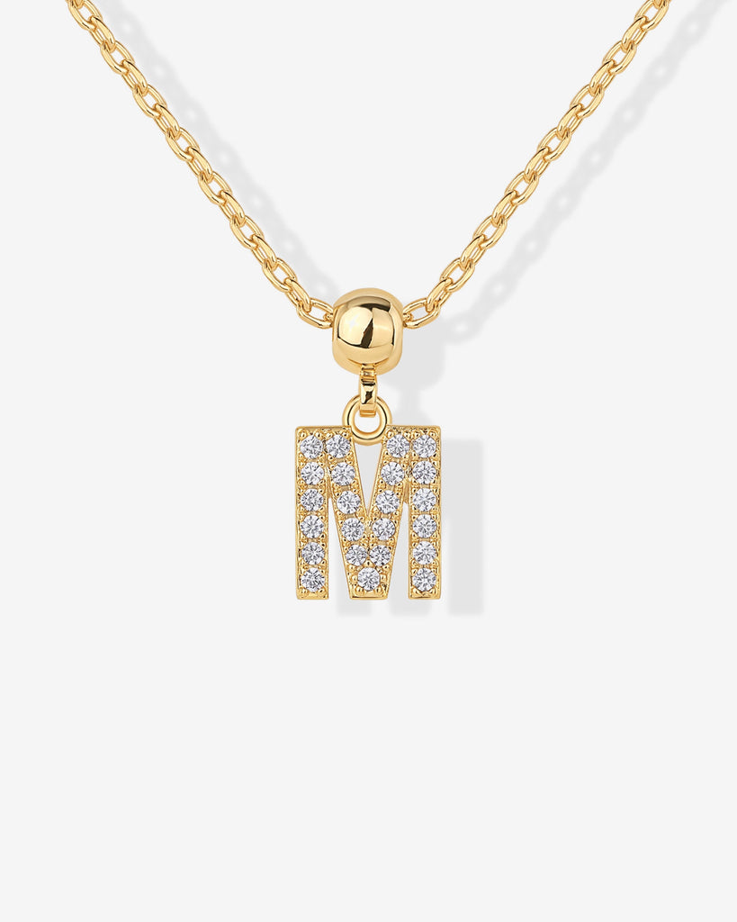 Initial Charm Necklace #Variant_Yellow Gold / M  