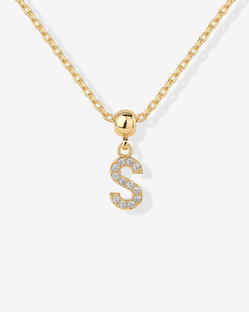 Initial Charm Necklace #Variant_Yellow Gold / S  