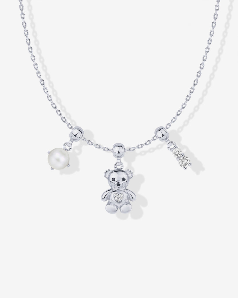 Whimsy Teddy Bear Charm Necklace #Variant_White Gold / Whimsy Teddy Bear Charm  