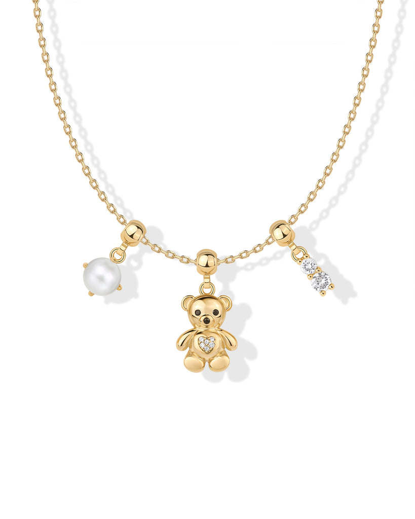 Whimsy Teddy Bear Charm Necklace #Variant_Yellow Gold / Whimsy Teddy Bear Charm  