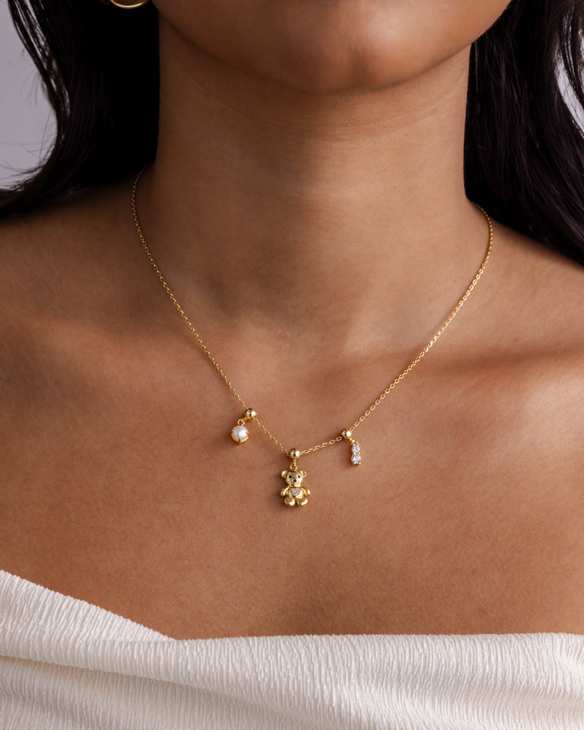 Whimsy Teddy Bear Charm Necklace   